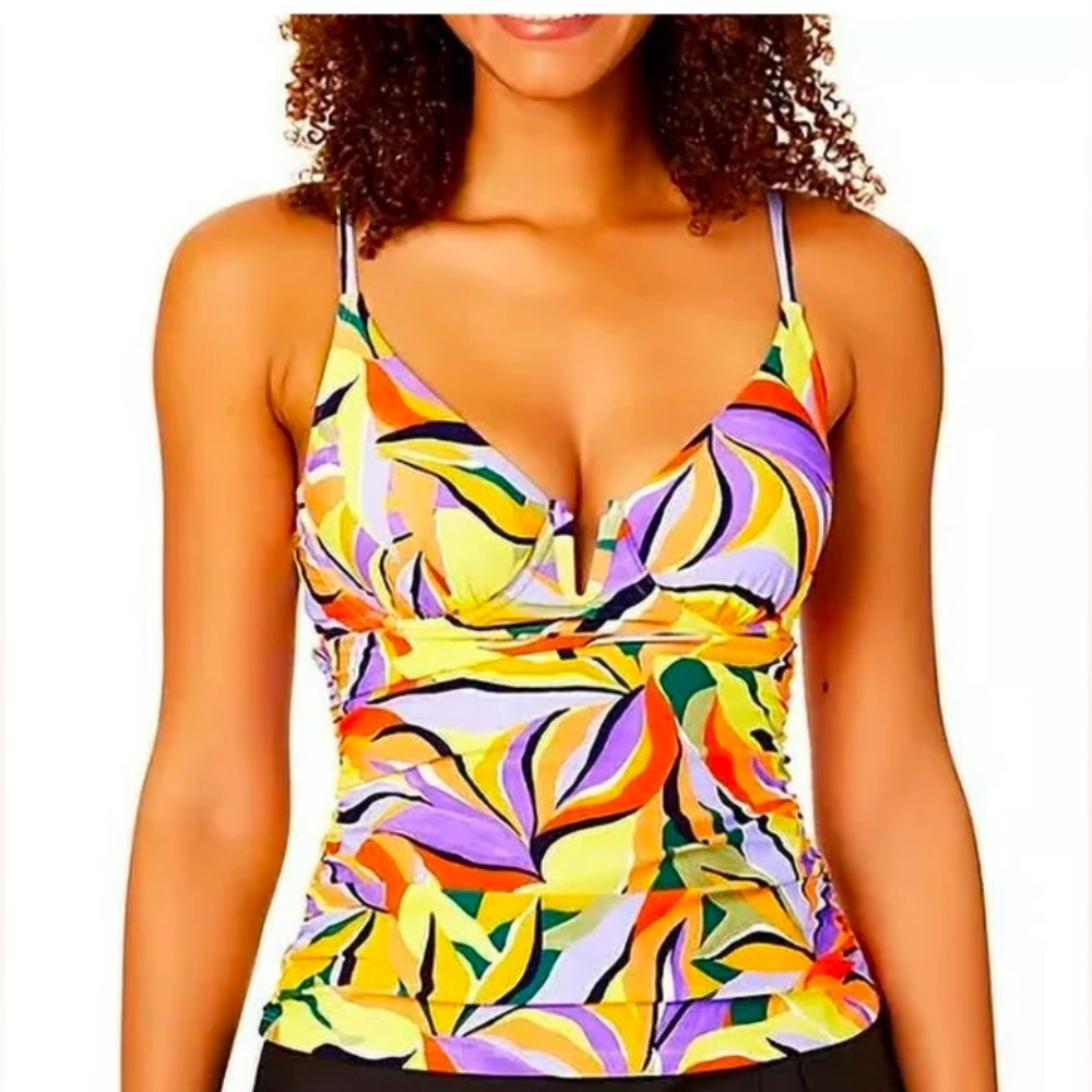 NWTS Anne Cole Women's Adjustable Strap Tankini Swim Top Sea Grass Size M